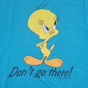 Looney Tunes Vintage 1997 Tweety Bird T-Shirt 90s Don't Go There Cartoon XL